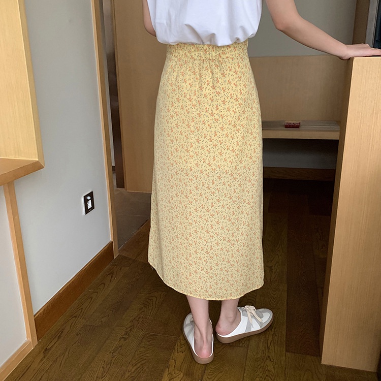 Chân váy Midi Dài Voan hoa Xẻ tà Thanh lịch Lưng cao Form chữ A Mùa Hè Ulzzang Hàn Quốc Váy Dài Midi Cạp cao Thời trang | BigBuy360 - bigbuy360.vn