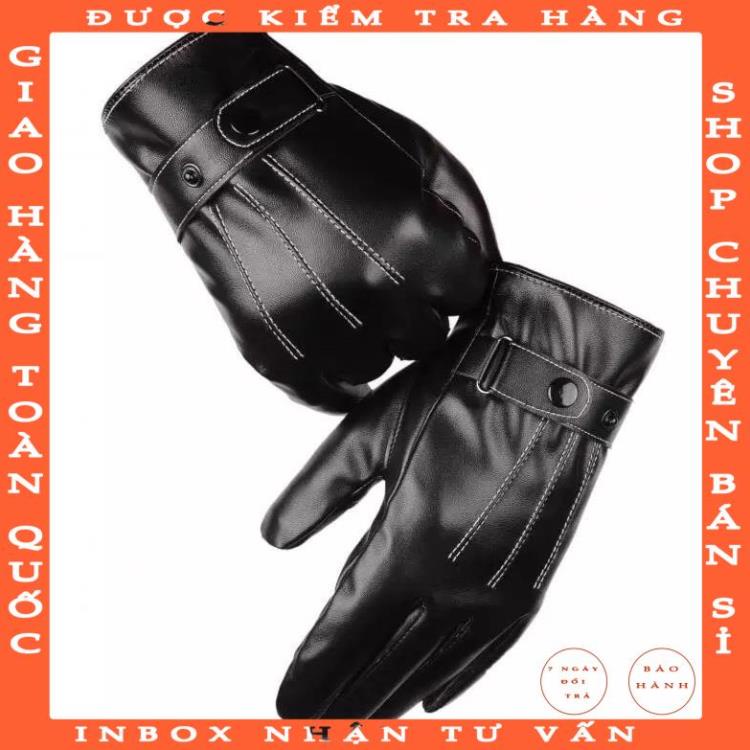 Găng tay nam da cao cấp cảm ứng 10 ngón lót lông ấm áp thương hiệu AUKULASIC AUG89 jhoangdong