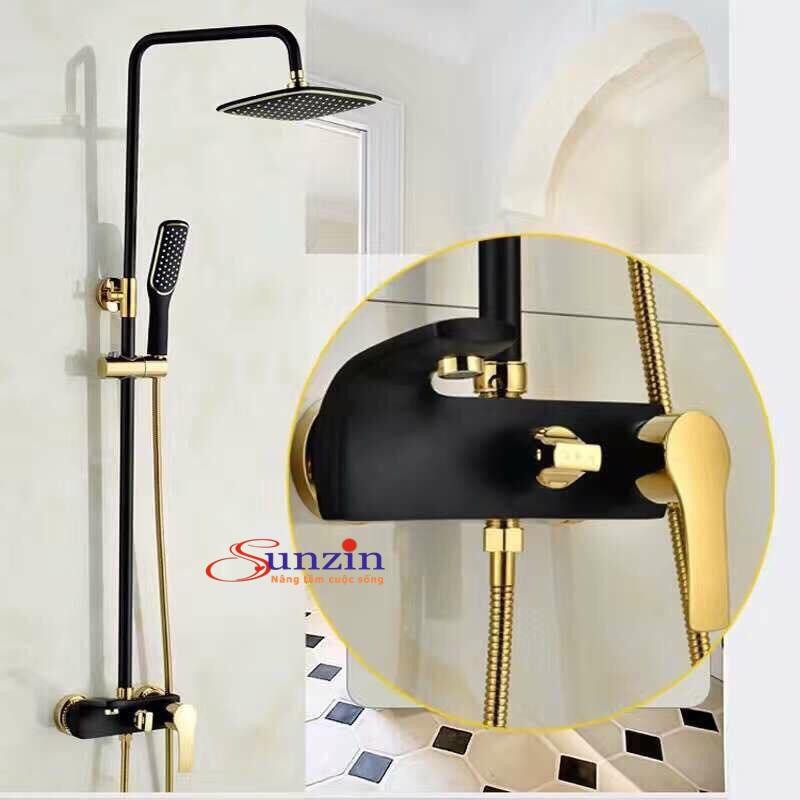Bộ sen cây phun mưa Sunzin - Chất liệu đồng đúc mạ vàng, sơn tĩnh điện (Đen vàng)