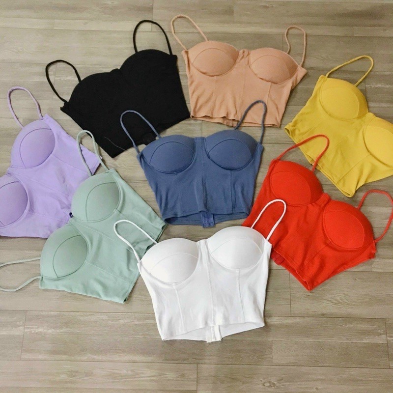 Áo 2 dây có mút ngực cúp ngực croptop chất thun xịn - S0T