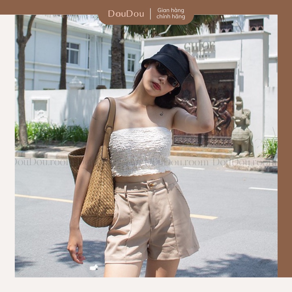 Áo Ống DouDou, Áo Tube Top Màu Trắng Kem Mỏng Nhẹ Phong Cách Nữ Tính Gợi Cảm (Không Có Đệm Ngực)