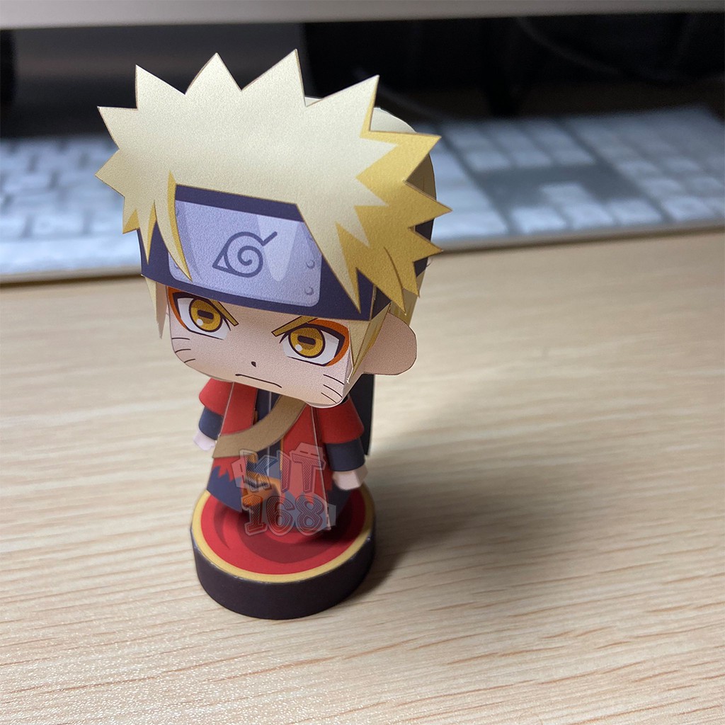 Mô hình giấy Anime Chibi Naruto ver 3 (dạng Hiền Nhân) + kèm hộp trang trí