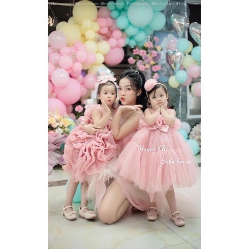Váy Công Chúa Voan Hoa Điệu Đà Huyenchi Babyhouse