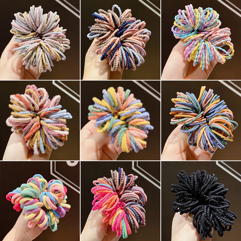 Bộ 100 Dây Buộc Tóc Cao Su Dễ Thương Phong Cách Hàn Quốc Cho Bé Gái