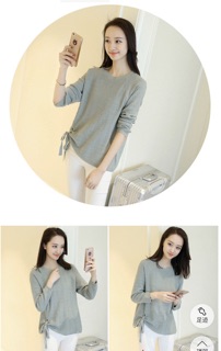 MS012 Áo len cổ tròn thắt nơ PhuLinhShop