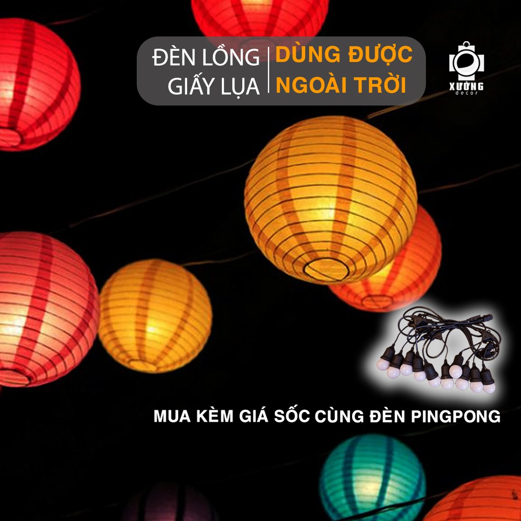 Đèn Lồng Trung Thu Giấy Lụa Đủ Màu Trang Trí Lễ Hội, Quán Cafe, Trà Chanh Dùng Được Ngoài Trời