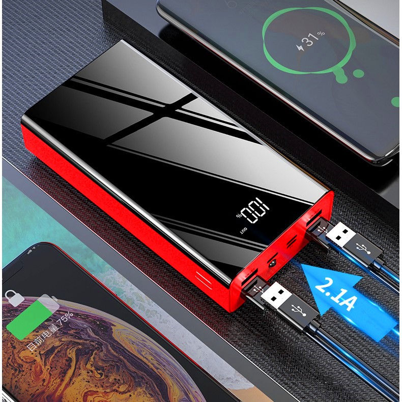 Sạc dự phòng Powerbank 100000mAh Dung lượng lớn Màn hình kỹ thuật số thông minh Đèn LED 3 đầu vào 4 đầu ra Ngân hàng điện di động