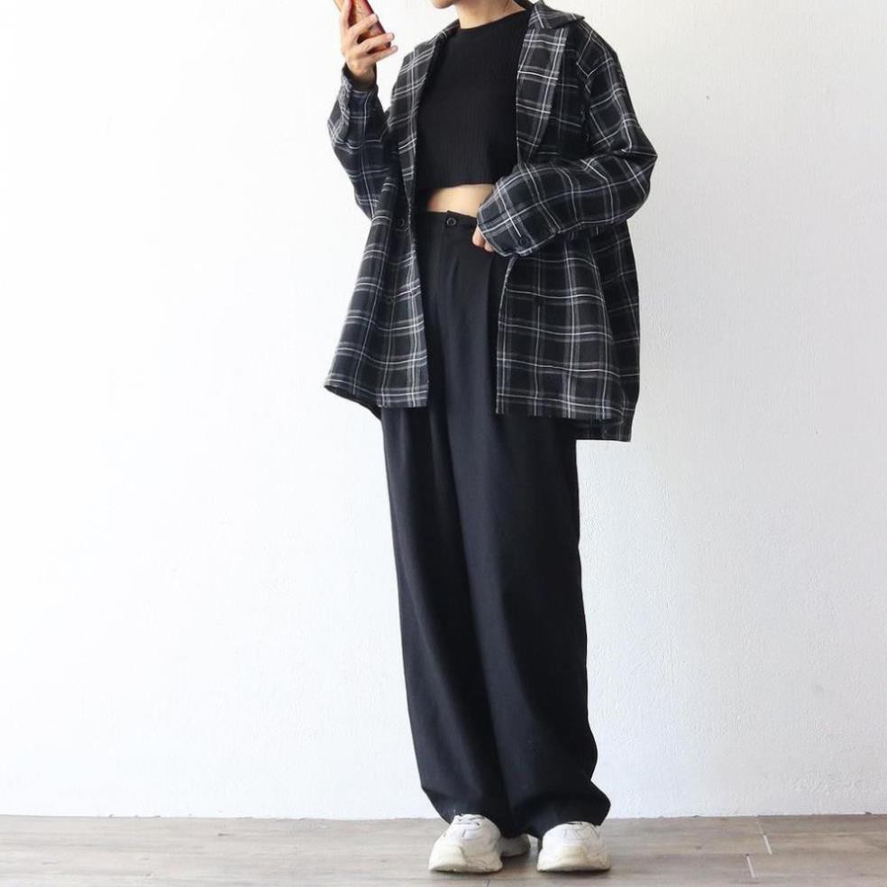 Quần ống rộng nữ lưng cao 𝐔𝐋𝐙𝐙𝐀𝐍𝐆 Style Hàn Quốc chất vải cát Hàn - Dáng quần suông mềm mại dài 100cm - Lola Fashion | BigBuy360 - bigbuy360.vn