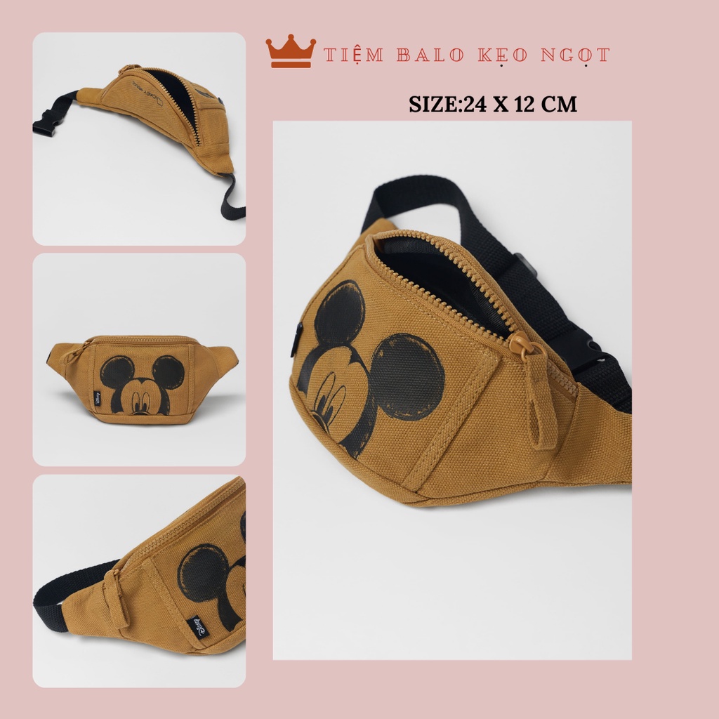 Túi đeo chéo cho bé trai bé gái đi nhà trẻ mẫu giáo. Túi Mickey màu nâu