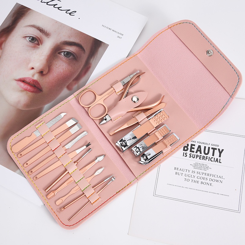 Bộ Dụng cụ kìm kiềm cắt móng tay làm nail 16 chi tiết tiện lợi