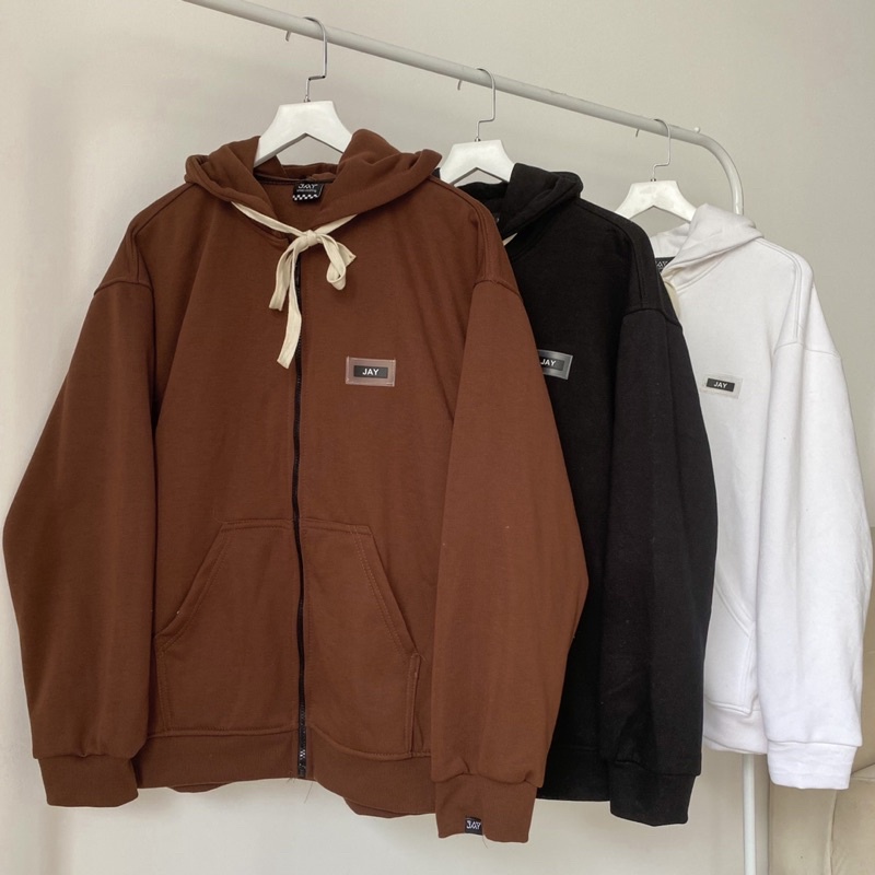 Áo Khoác Hoodie zip nỉ bông TAG JAY màu ĐEN/TRẮNG/NÂU/XANH LÁ 🖤 Nam nữ unisex 🖤 Áo Hoodie dây kéo form rộng Jaystoree