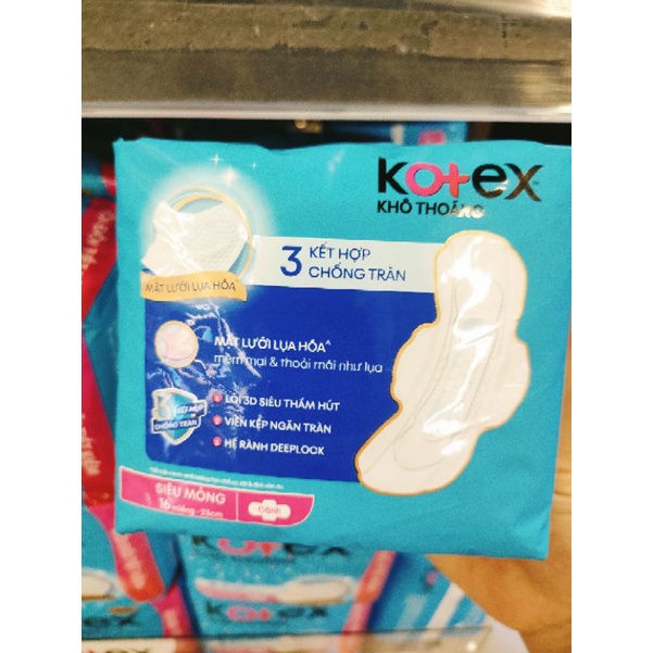 Băng Vệ Sinh Kotex Khô Thoáng Siêu Mỏng Cánh 23cm Gói 16 Miếng