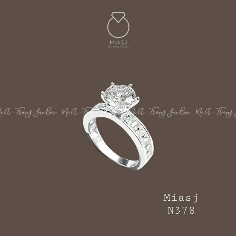 Nhẫn nữ Bạc Ý S925 kiểu xoàng hột cao kết đá Cz cao cấp lấp lán N378 | MiASJ Mi.A Trang sức bạc
