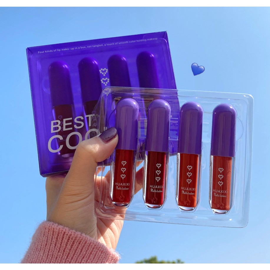 SET 4 cây son tint lì  BEST COOL nội địa chính hãng siêu đáng yêu mịn môi sỉ tốt - GIÁ RẺ 09