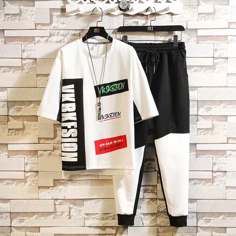 Men's Dynamic Style Short Sleeve T-shirt And Loose Pants Set | BigBuy360 - bigbuy360.vn