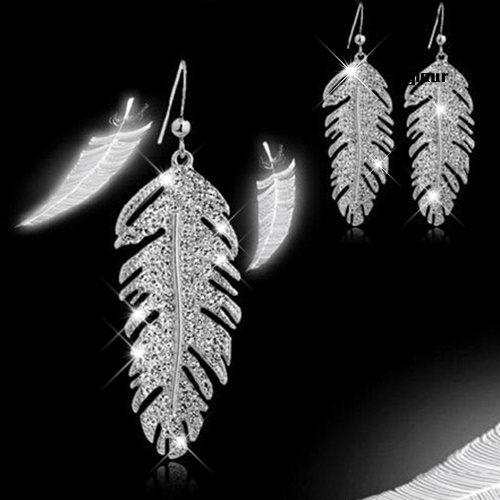 Bông Tai Móc Hình Lông Vũ Bằng Hợp Kim Đính Đá Phong Cách Boho Cổ Điển Cho Nữ