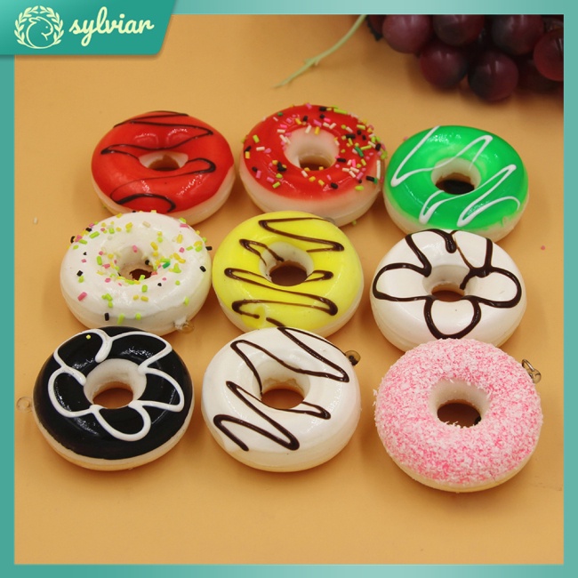 Mô Hình Bánh Donut Nhiều Màu Mềm Mại Trang Trí Nhà Bếp