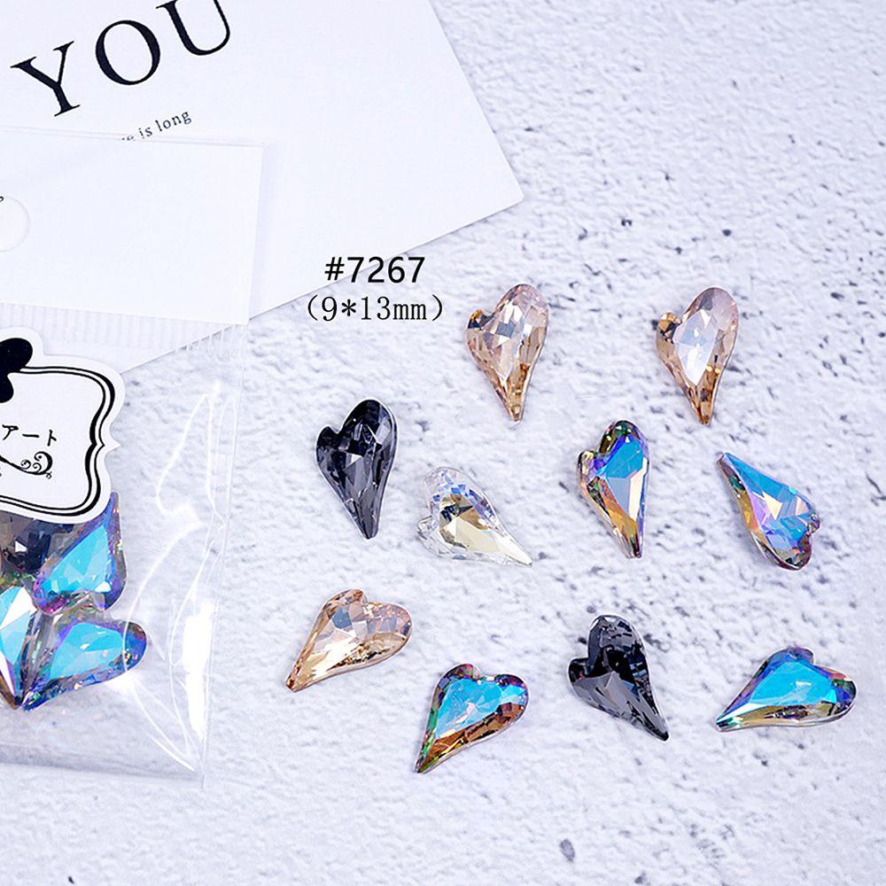 Móng Tay Giả Hình Trái Tim Dễ Thương|Set 10 / 10 Phụ Kiện Trang Trí Móng Tay Hình Trái Tim Nhiều Màu Sắc|Ab