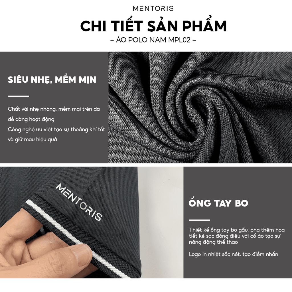 Áo thun nam cổ bẻ MENTORIS chất cotton cao cấp mềm mịn chuẩn form, nhiều màu, co giãn thoải mái MPL02