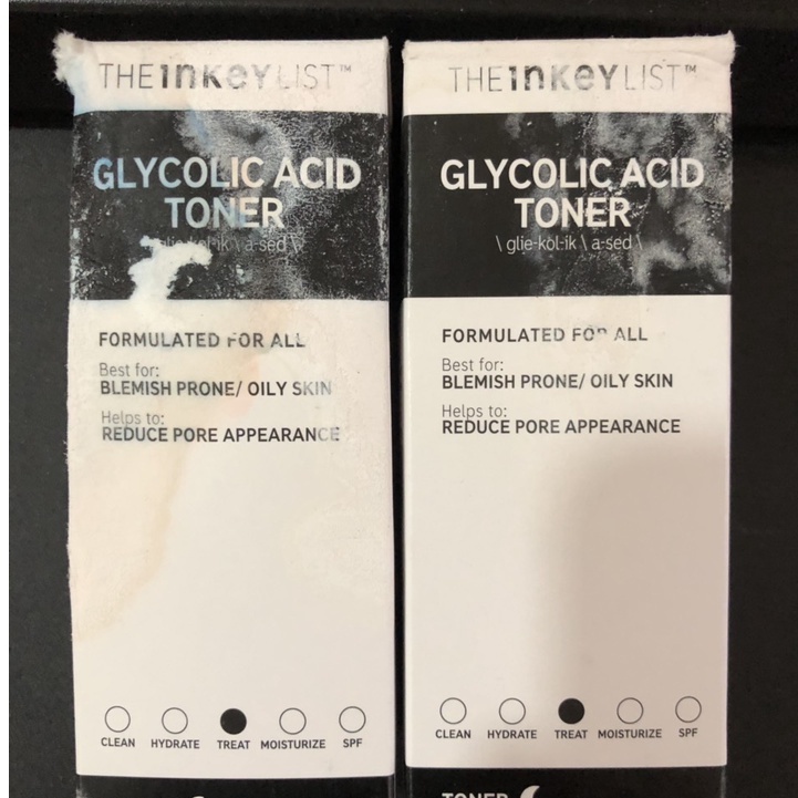 Hộp xấu + vơi toner tẩy tế bào chết The Inkey List AHA Glycolic Acid 100ml