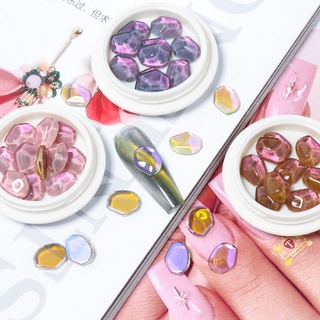 Set 10 hộp đựng hạt kim cương pha lê 5 màu đáy phẳng trang trí móng tay / kính