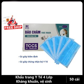 Khẩu trang Y Tế 4 Lớp kháng khuẩn vệ sinh hộp 50 cái