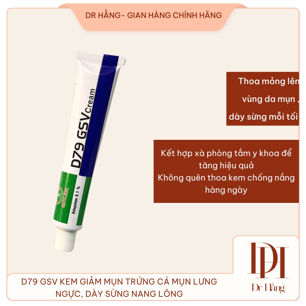 D79 GSV Cream giảm mụn lưng ngực,dày sừng nang lông