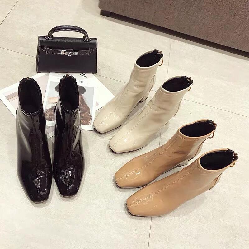 Bốt da cổ lửng mũi tròn sanh chảnh mới Full hộp gót cao 7cm (H11) | BigBuy360 - bigbuy360.vn