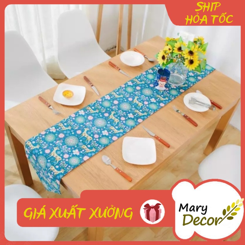 KHĂN RUNNER MARY DECOR - HƯƠU SAO XANH BLUE KR-C08