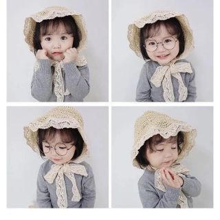 Mũ cói pha ren buộc dây cho bé!!!