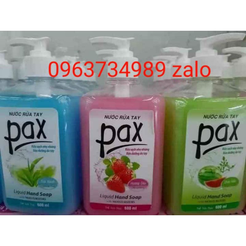 Nước rửa tay pax 600ml cao cấp mẫu mới( dâu, trà xanh, dưa hấu)