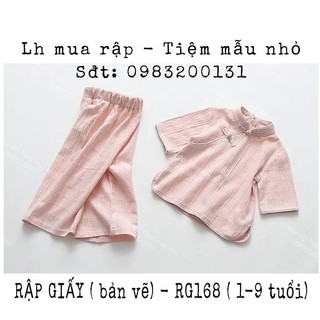 RG168_Rập giấy may bộ đồ cổ tàu bé gái