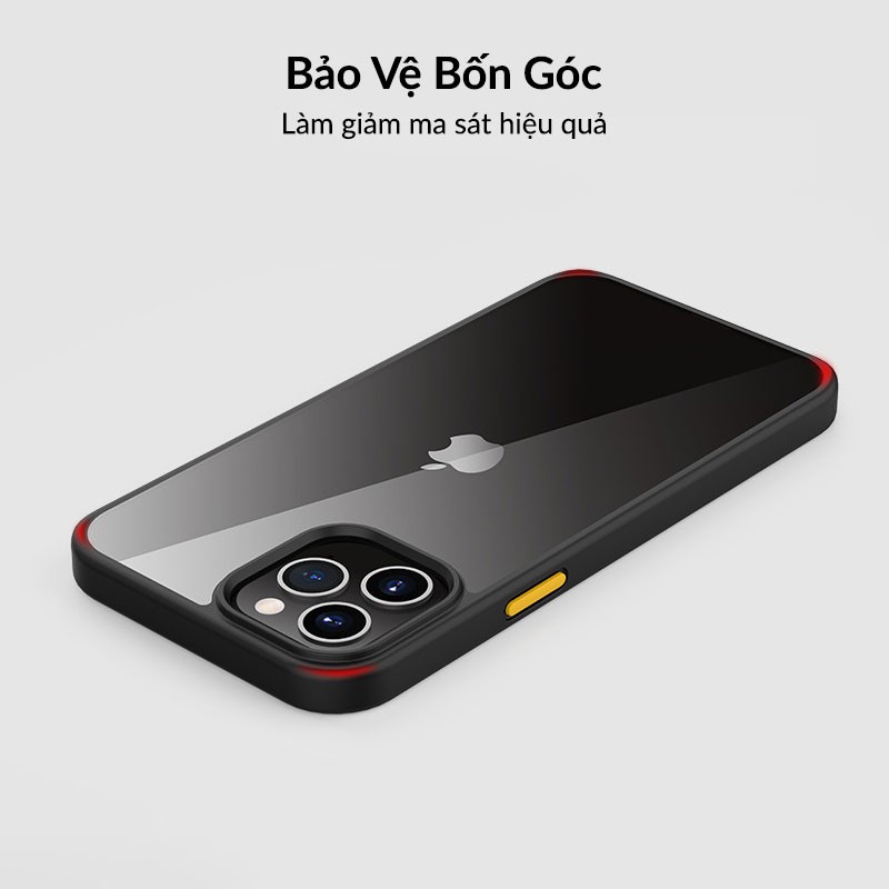 Ốp Lưng iPhone Likgus Lưng Trong Suốt Viền Màu Dùng Cho iPhone 12 Pro Max, 11 Pro Max, Đạt Tiêu Chuẩn Quân Đội