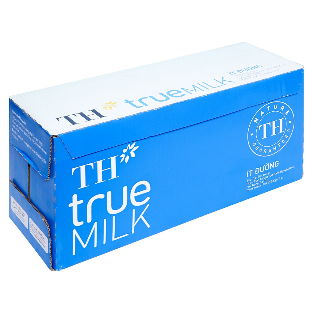 Thùng 12 Hộp Sữa Tươi Tiệt Trùng TH true MILK - 1 Lít - Nguyên Chất/Ít Đường/ Có Đường