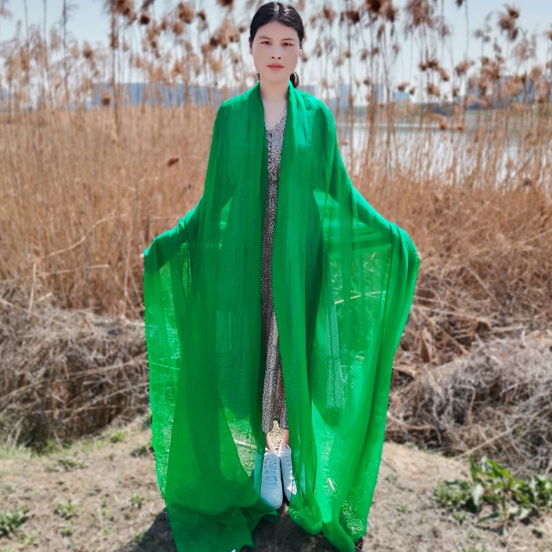 Khăn Choàng Dài Chống Nắng Bằng Vải Voan Màu Trắng Trơn Thời Trang Đi Biển Mùa Hè Dành Cho Nữ