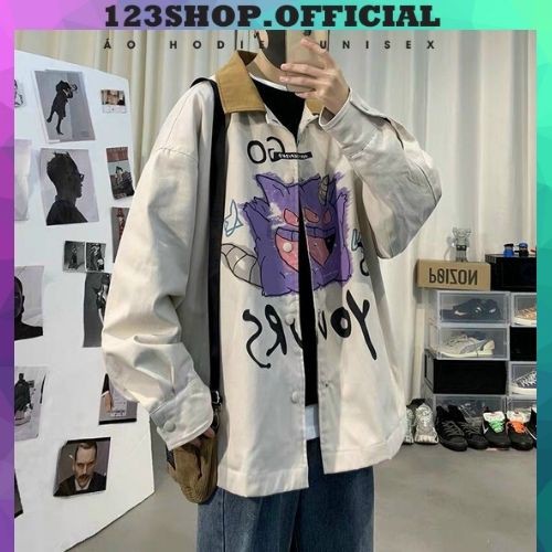 Áo Khoác Kaki nam nữ và cặp đôi LOKI SHOP Chống Nắng Có 3 Màu, Unisex Form Rộng in hình Poke Jacket Ulzzang | BigBuy360 - bigbuy360.vn