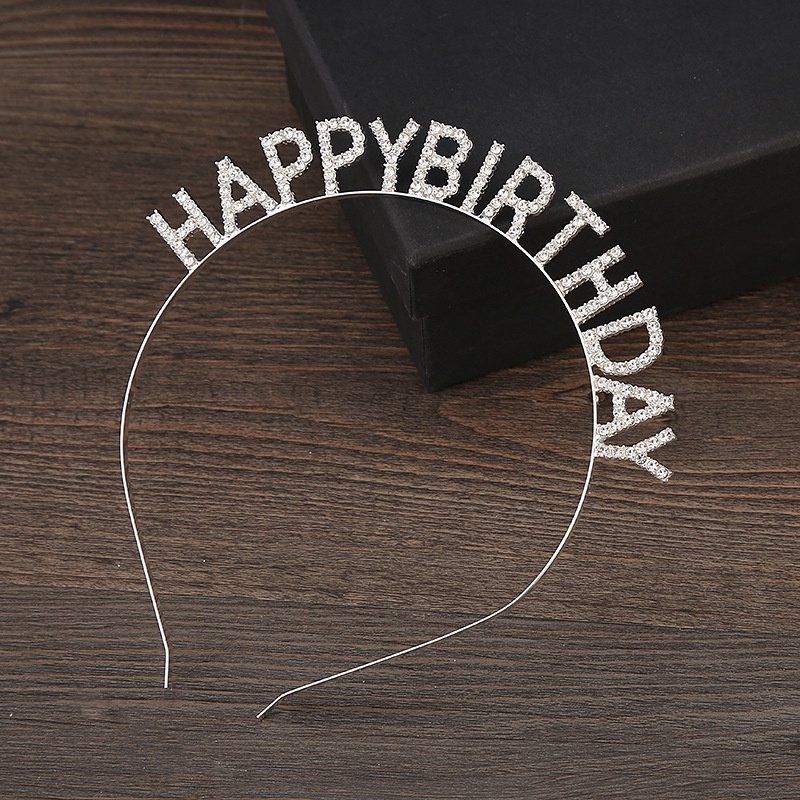 Cài tóc đính đá chữ &quot;HAPPY BIRTHDAY&quot; sáng lấp lánh dễ thương cho bạn gái - selenshop