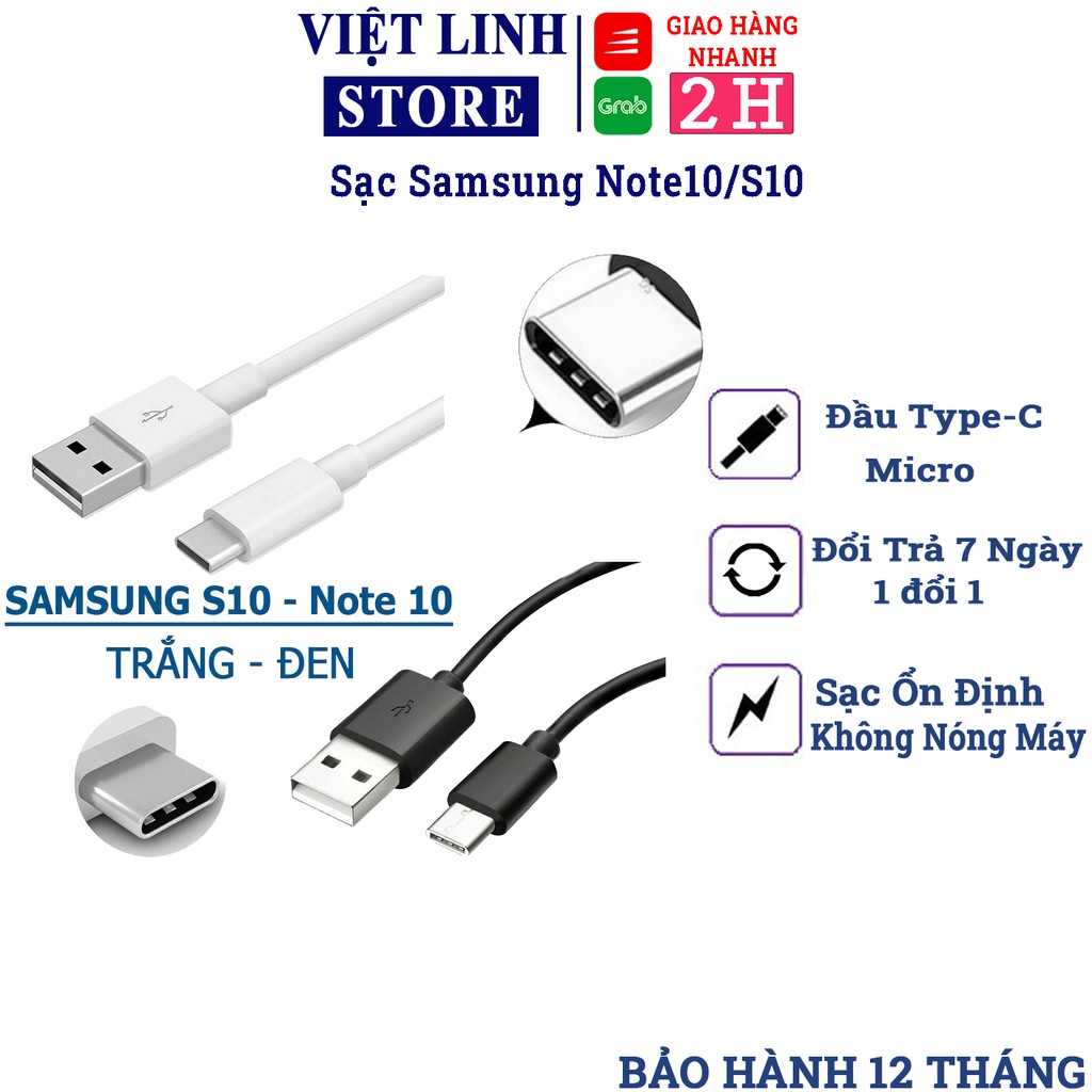 Cáp sạc Samsung Note10/S10, cáp sạc 2 đầu Type-C/USB hàng zin - Việt Linh Store