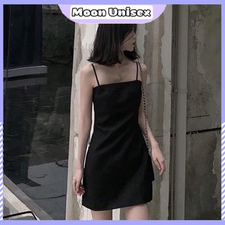 Đầm 2 dây trơn đen - Váy hai dây ôm body quyến rũ Moonunisex
