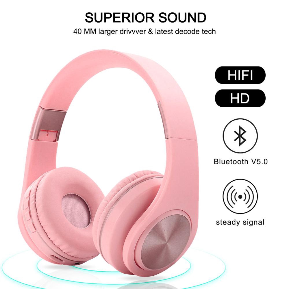 Tai nghe Bluetooth 5.0 không dây có đèn LED 9D Stereo đầy màu sắc hỗ trợ MIC FM thẻ TF