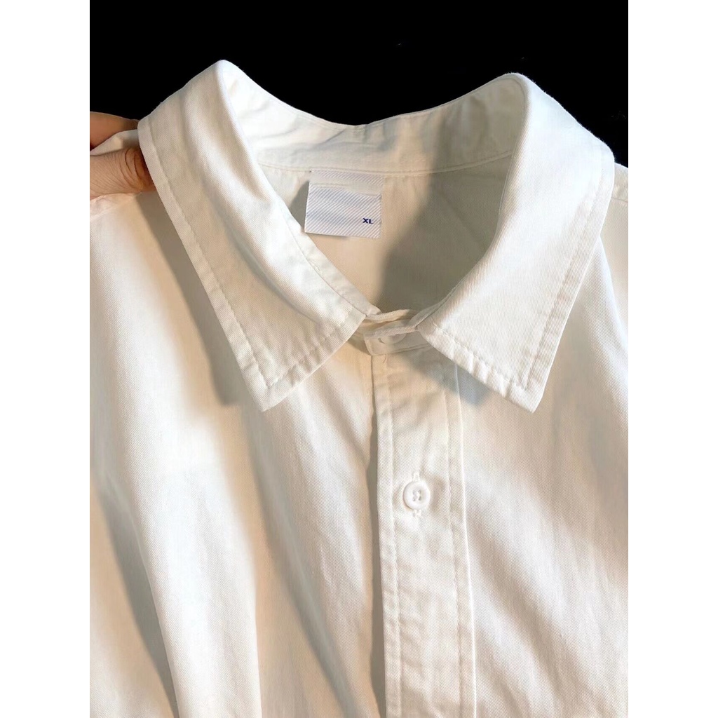 【ZHELIHANGFEI】Áo Sơ Mi Trắng Tay Dài Form Rộng Theo Phong Cách Preppy Dễ Phối Đồ