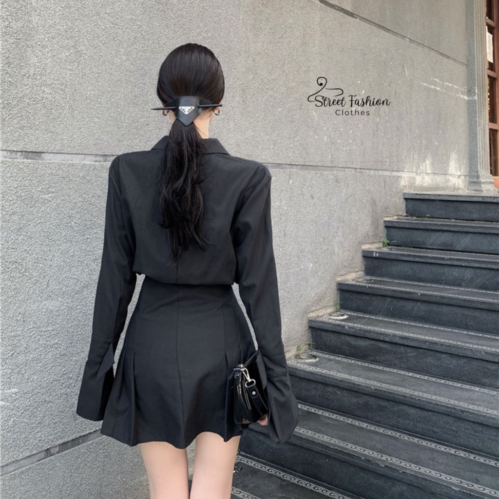 Váy sơ mi thiết kế siêt eo tôn dáng phong cách Hàn Quốc 2022