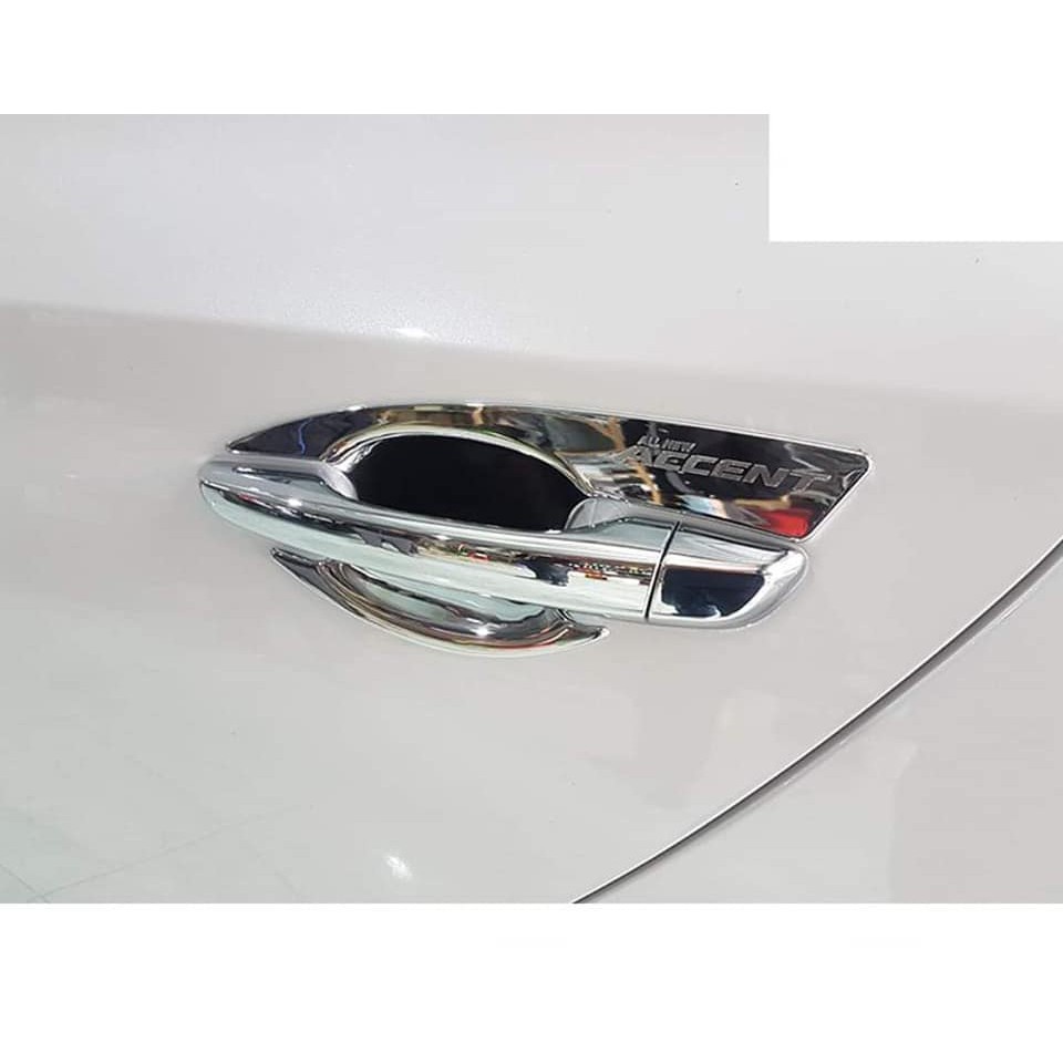 Ốp tay nắm, hõm cửa xe Hyundai Accent 2018 - 2021, 2022, 2023 mạ crom cao cấp sáng bóng