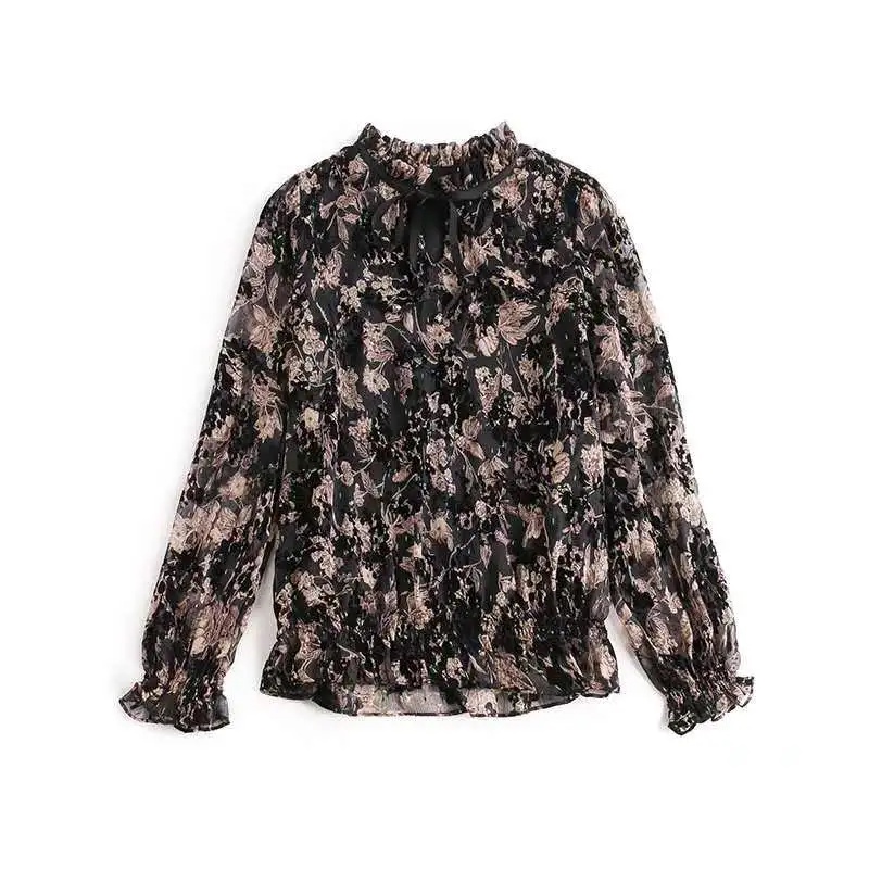 Áo Sơ Mi chiffon Tay Dài Dáng Rộng In Hoa Thời Trang Phương Tây Cho Nữ