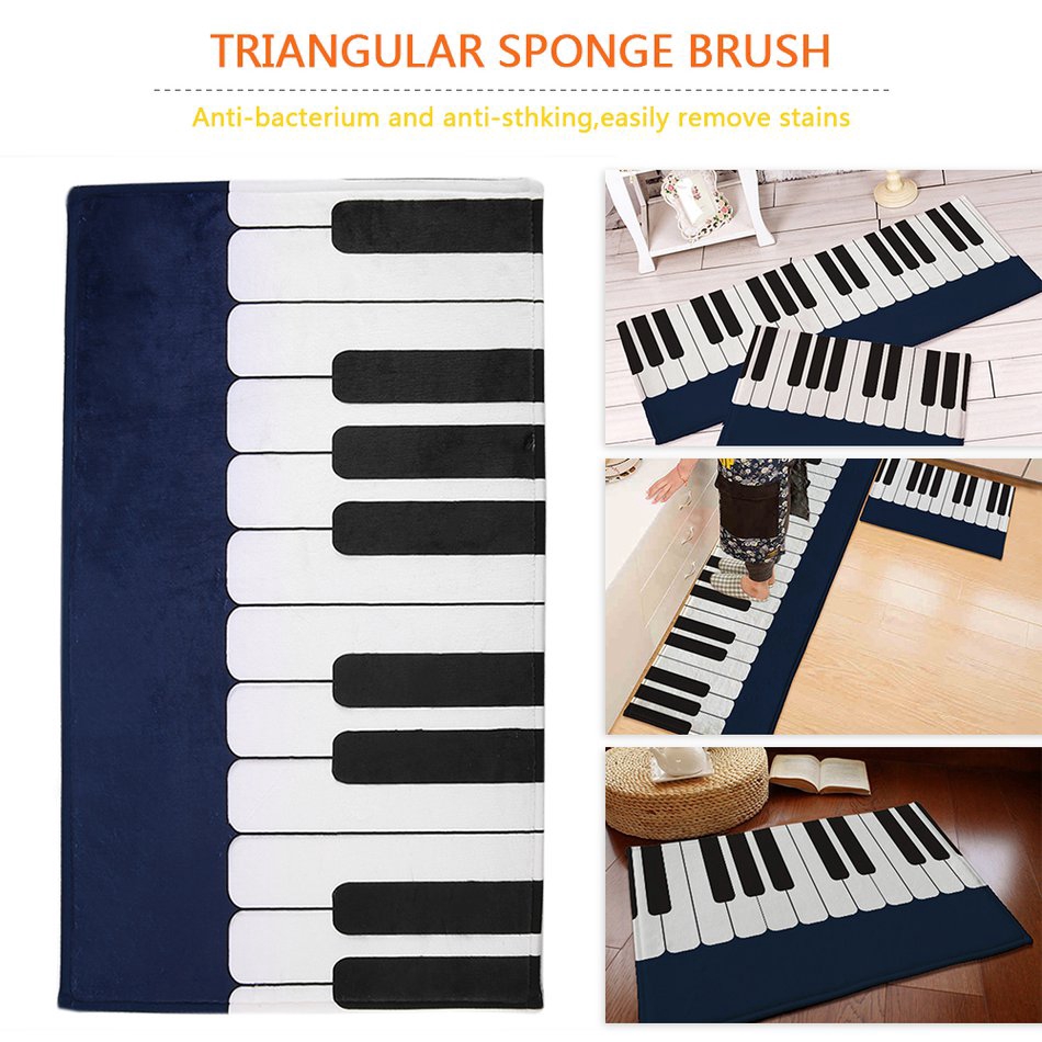 Thảm trải sàn hình phím đàn piano màu đen trắng trang trí phòng ngủ/nhà khách