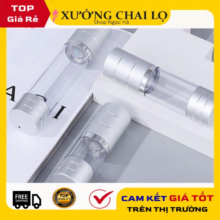 Chai Chiết Mĩ Phẩm ❤ GIÁ RẺ NHẤT ❤ Chai hút chân không trong suốt Nắp Bạc 15ml , chai xịt giọt chiết kem .