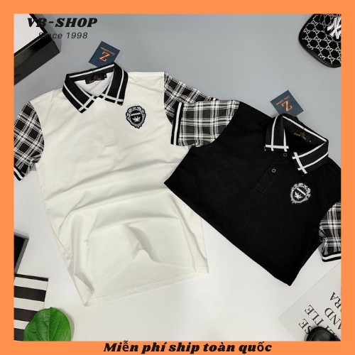 Áo thun nam ngắn tay cổ polo ngắn tay gia srer cao cấp mix caro vải cotton co giãn chất đẹp form regular VBSHOP005 | BigBuy360 - bigbuy360.vn