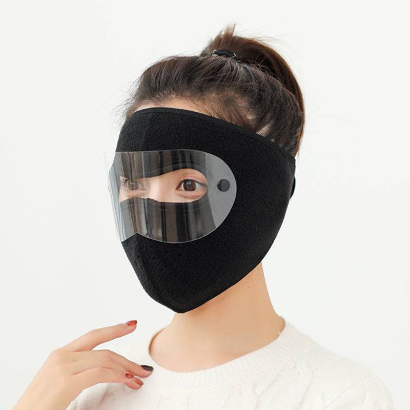Khẩu trang ninja lót nỉ 2 lớp kèm kính chống bọt bắn che kín mặt