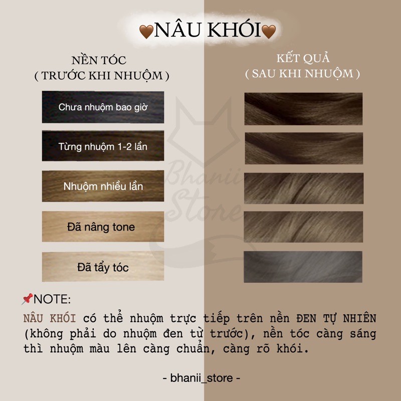 [Mã SKAMFM1712 giảm 10% đơn 250K] Thuốc nhuộm tóc Nâu Khói KHÔNG TẨY bhanii store