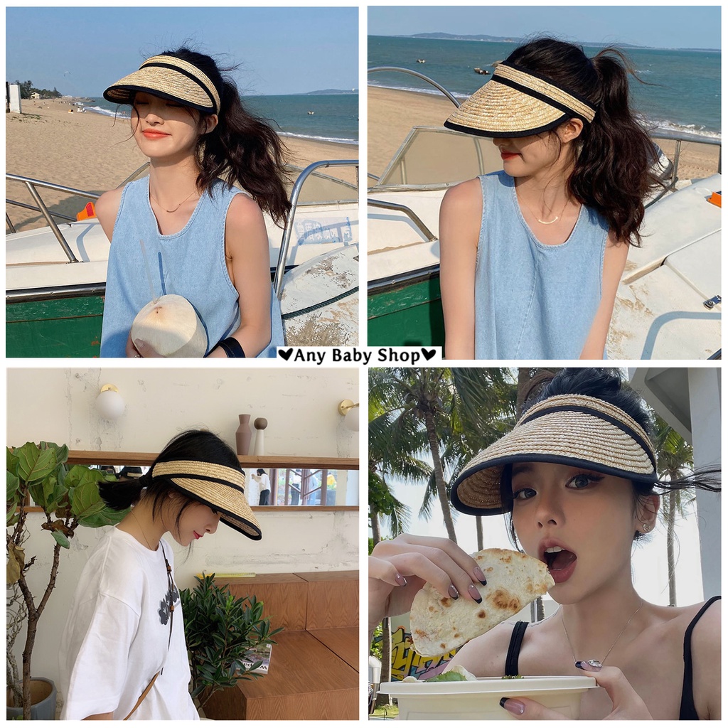 Mũ cói nữ đi biển đi chơi nửa đầu viền đen cực xinh-siêu hot mùa hè(hàng có sẵn) ❣❣